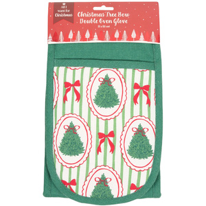 Christmas Tree Bow Double Oven Glove