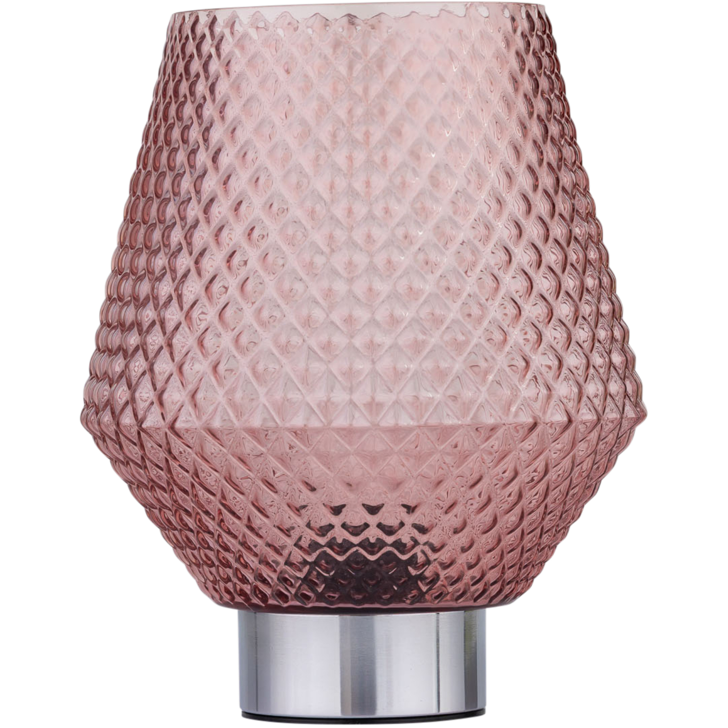 B&Q - PorterBattery Operated Chrome Lamp With Pink Textured Glass - Image 2