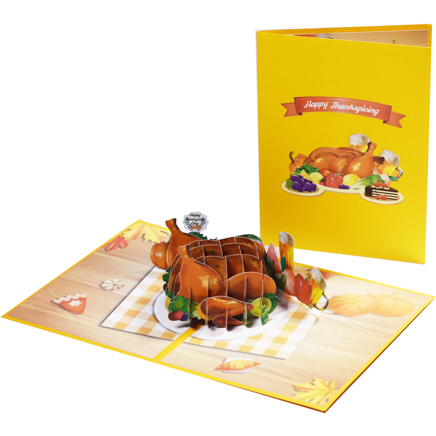 - Turkey On The Table Festive 3D Pop-Up Thanksgiving Card - Image 2