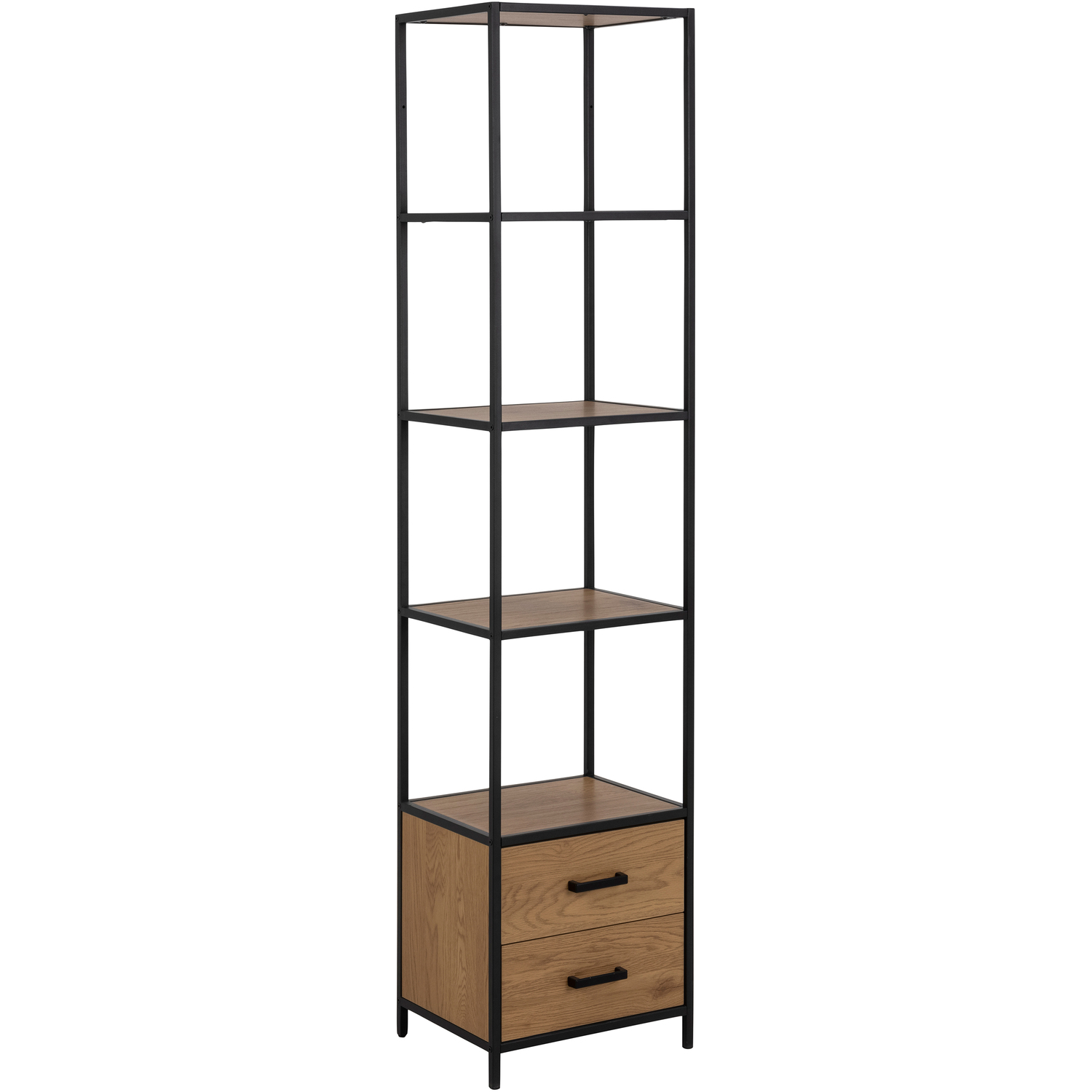 Furniture To Go Florence Seaford 2 Drawer 4 Shelf Oak And Black Bookcase - Image 3