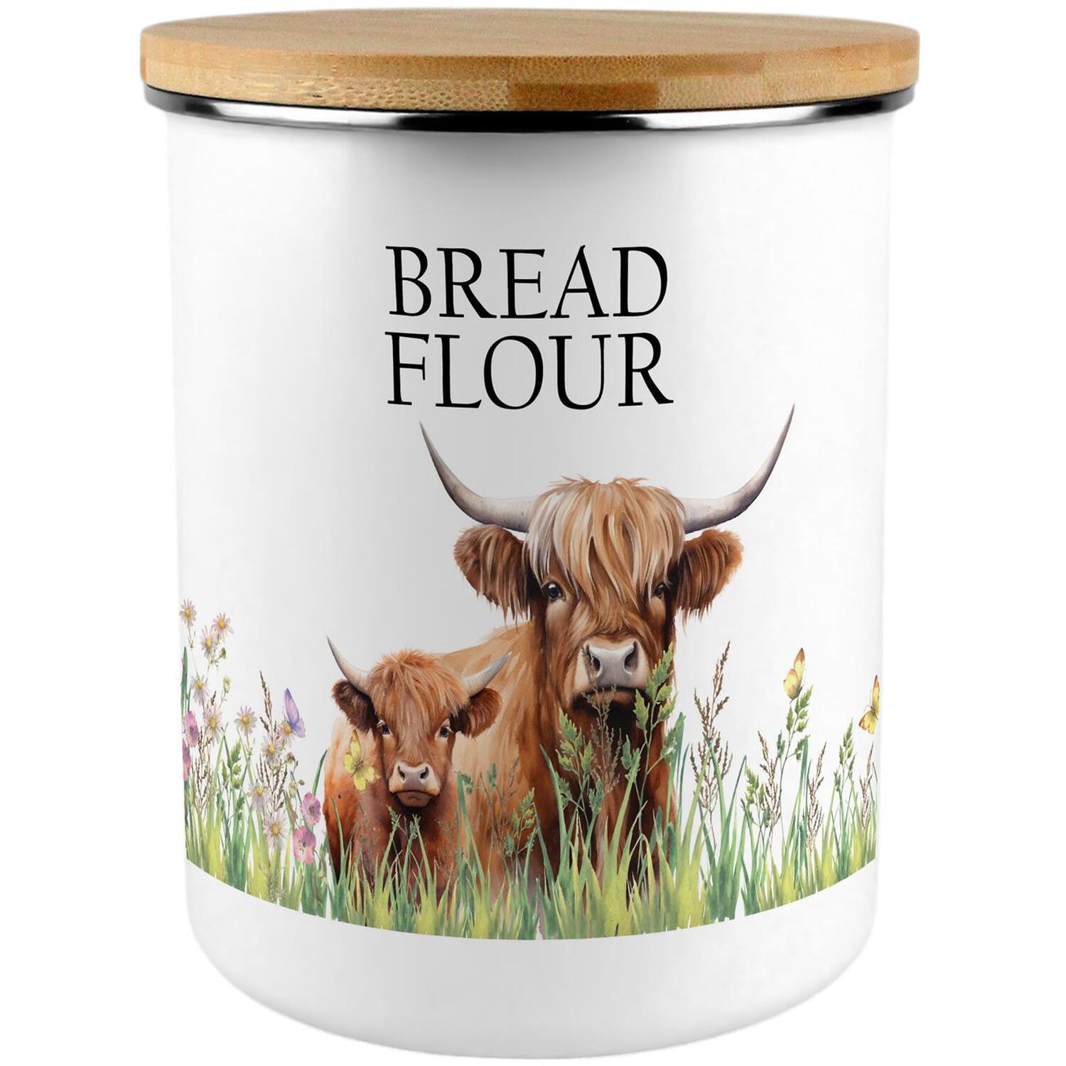 Purely Home Highland Cow & Calf Extra Large Bread Flour Canister - Brown