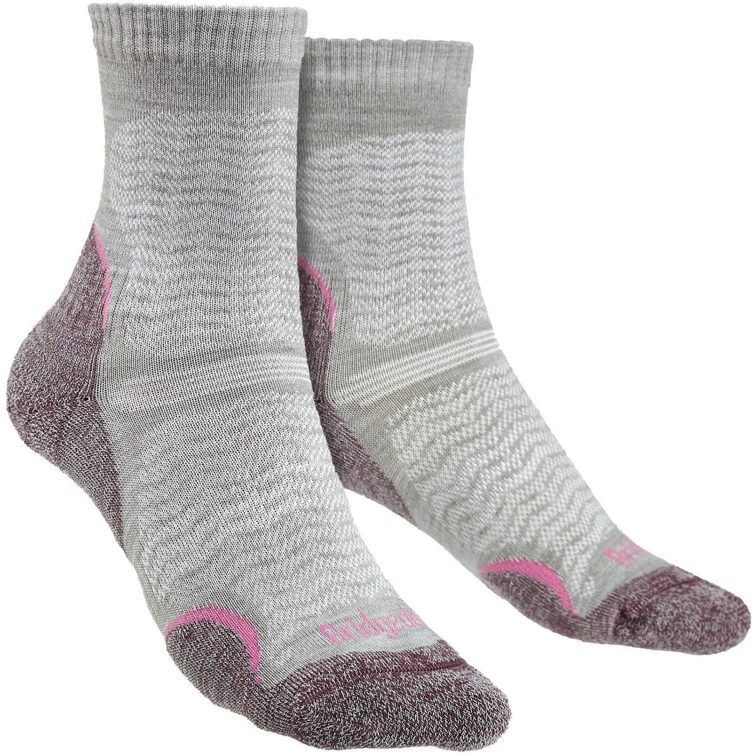 Bridgedale Women's Grey Hiking Ultralight T2 Merino Wool Performance Crew Socks In | Size: 7-8 - Image 2