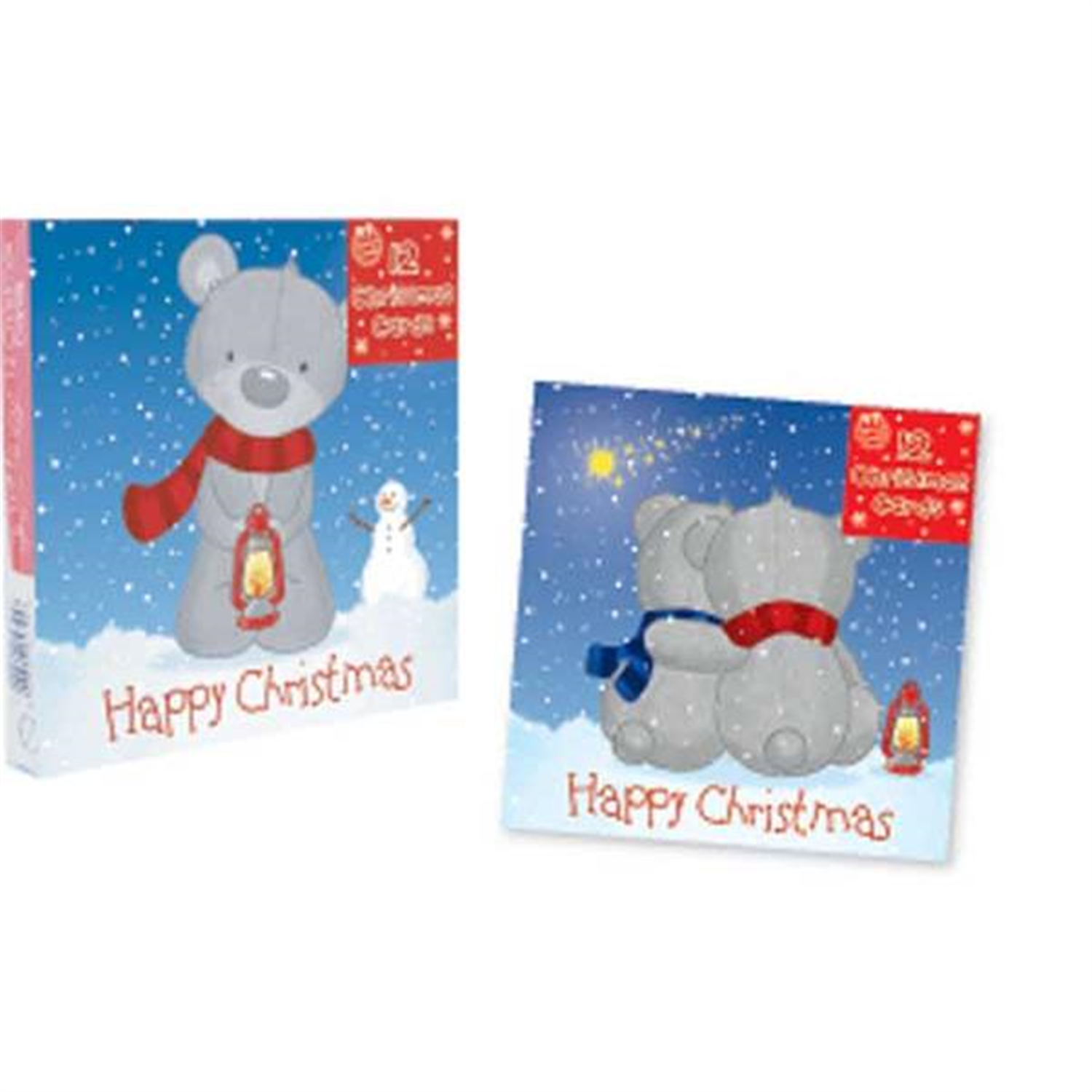 Tallon 12 Cute Teddy Design Christmas Cards - Red