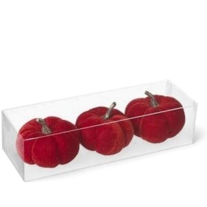 Set of Three Red Velvet Pumpkin Halloween Decorations