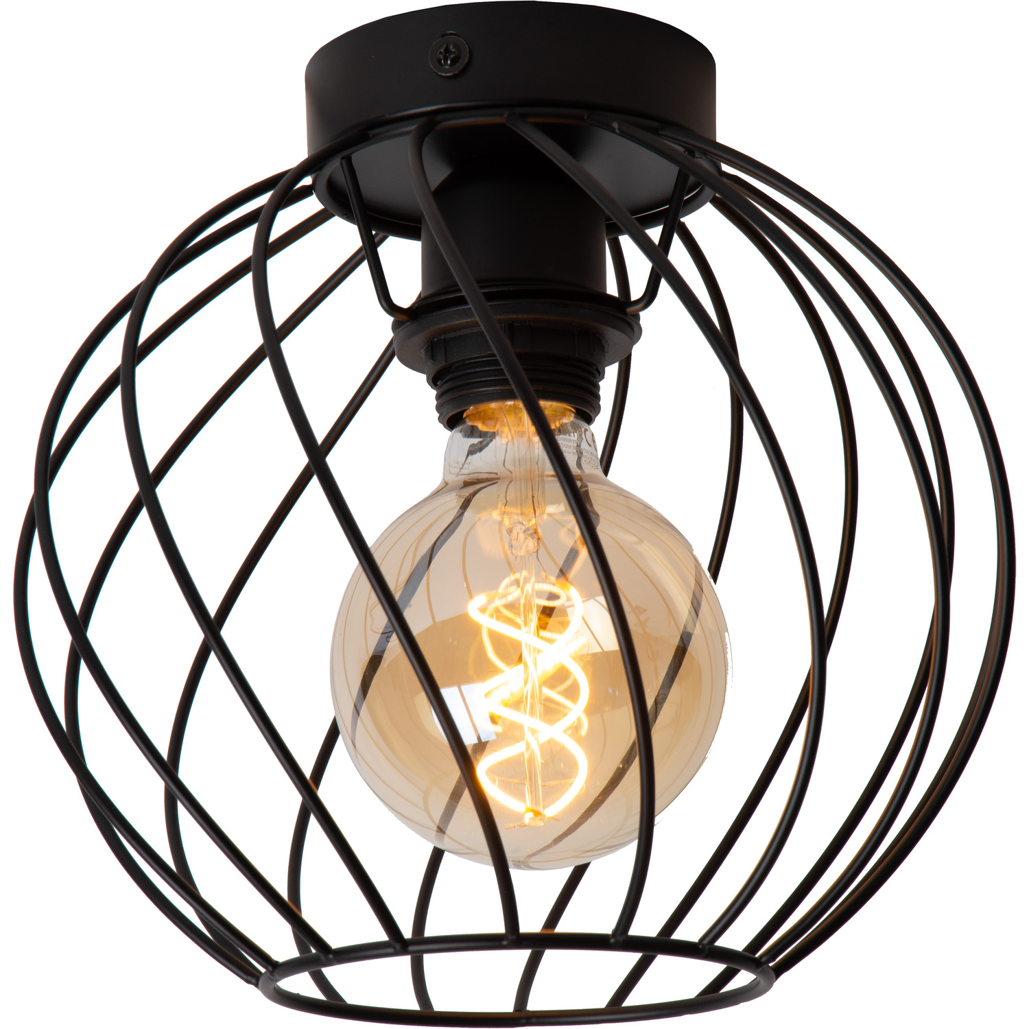 Lucide Danza Ceiling Light, Cage Lampshade, Ø 25 Cm Black - Image 3
