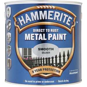 Hammerite Direct to Rust Smooth Metal Paint Silver 2.5 Litre Soft Sheen