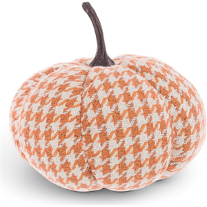 FloralSilk Houndstooth Plush Pumpkin Decoration