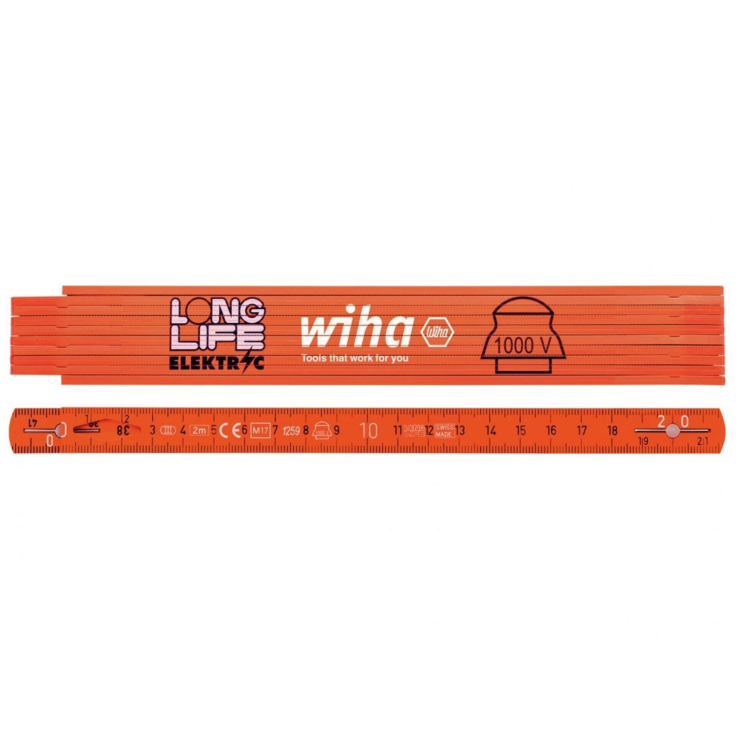 Wiha Longlife Electrician's Folding Ruler 2M A - Multi Colour