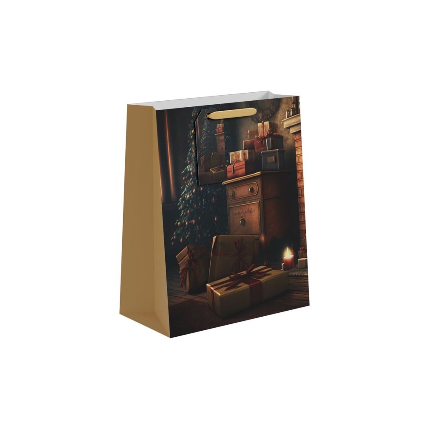  - Christmas Tree With Presents Gift Bag Large 6 PackBrown Assorted Designs - Image 3