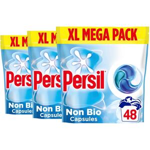 Persil Non Bio laundry capsules fast-dissolving Washing pods 144 Washes, 3 Pack