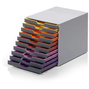Varicolor Desktop Organiser 10 Drawer Colour Coded Storage - A4+