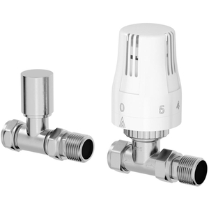 Straight Thermostatic Radiator Valve and Lockshield Set-PWTRV117LS