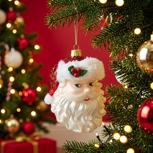 Festive Glass Santa Decoration