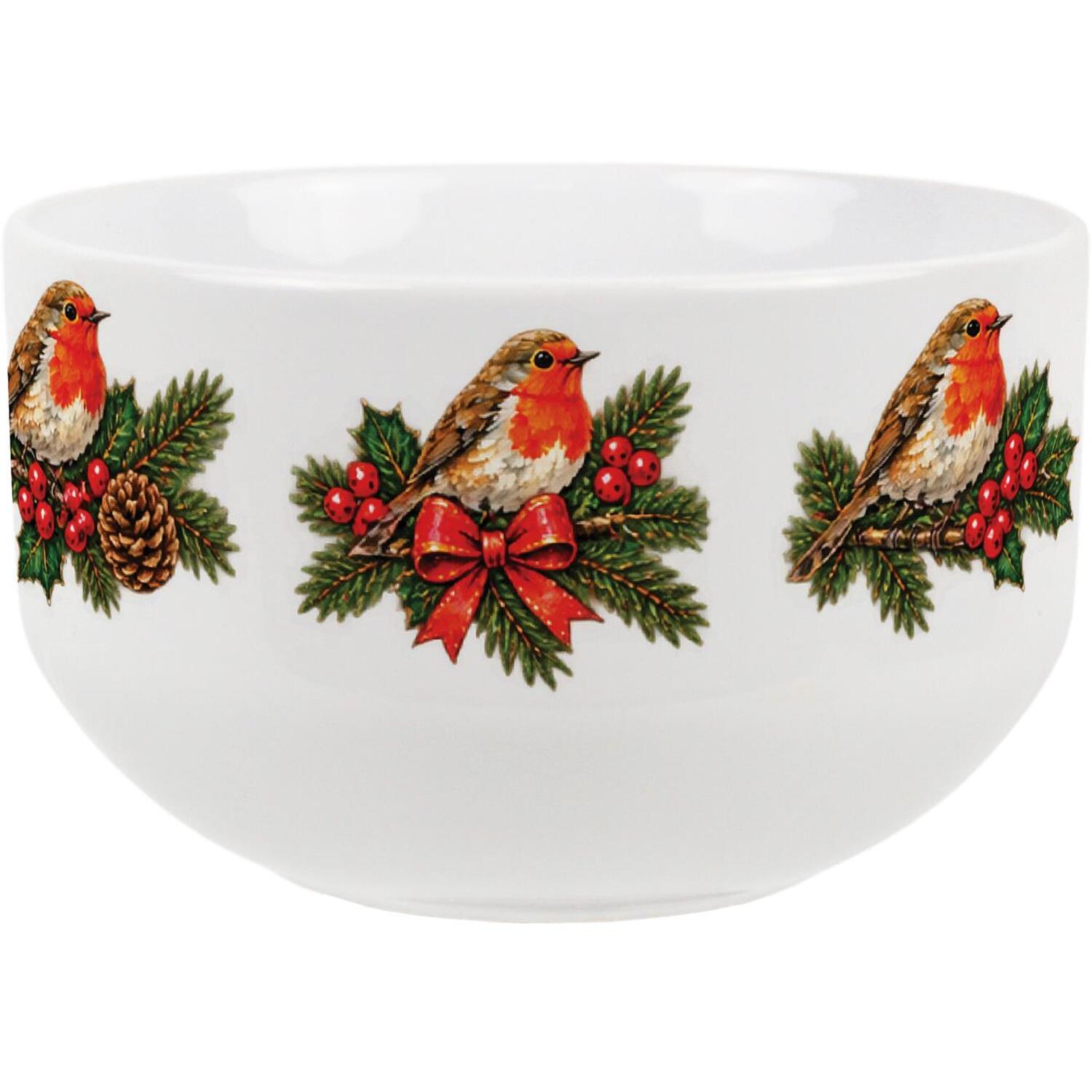 B&Q -  Festive Robins Ceramic Dessert Bowl - Image 3