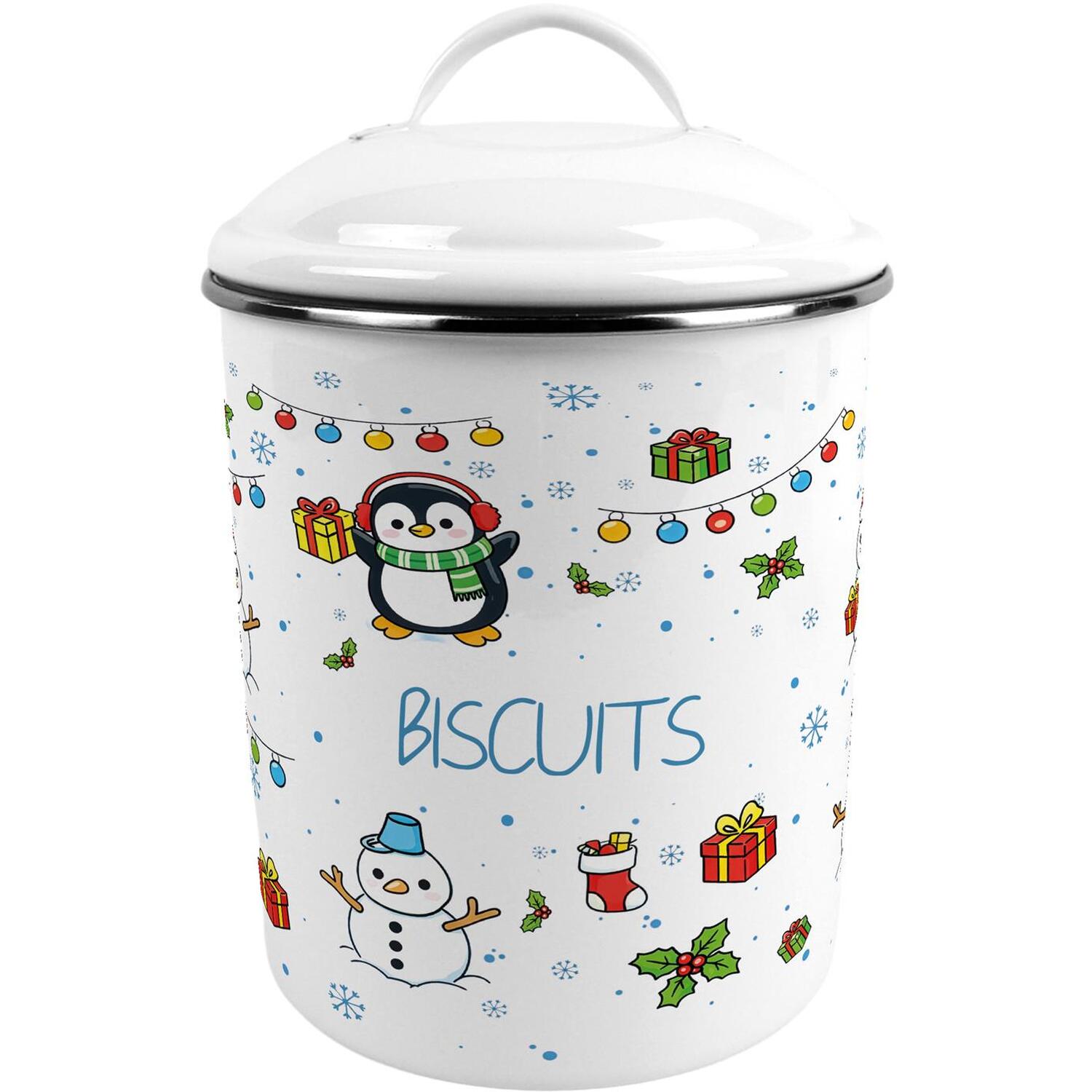 B&Q - Christmas Penguins Large Biscuit Storage Tin - Image 2