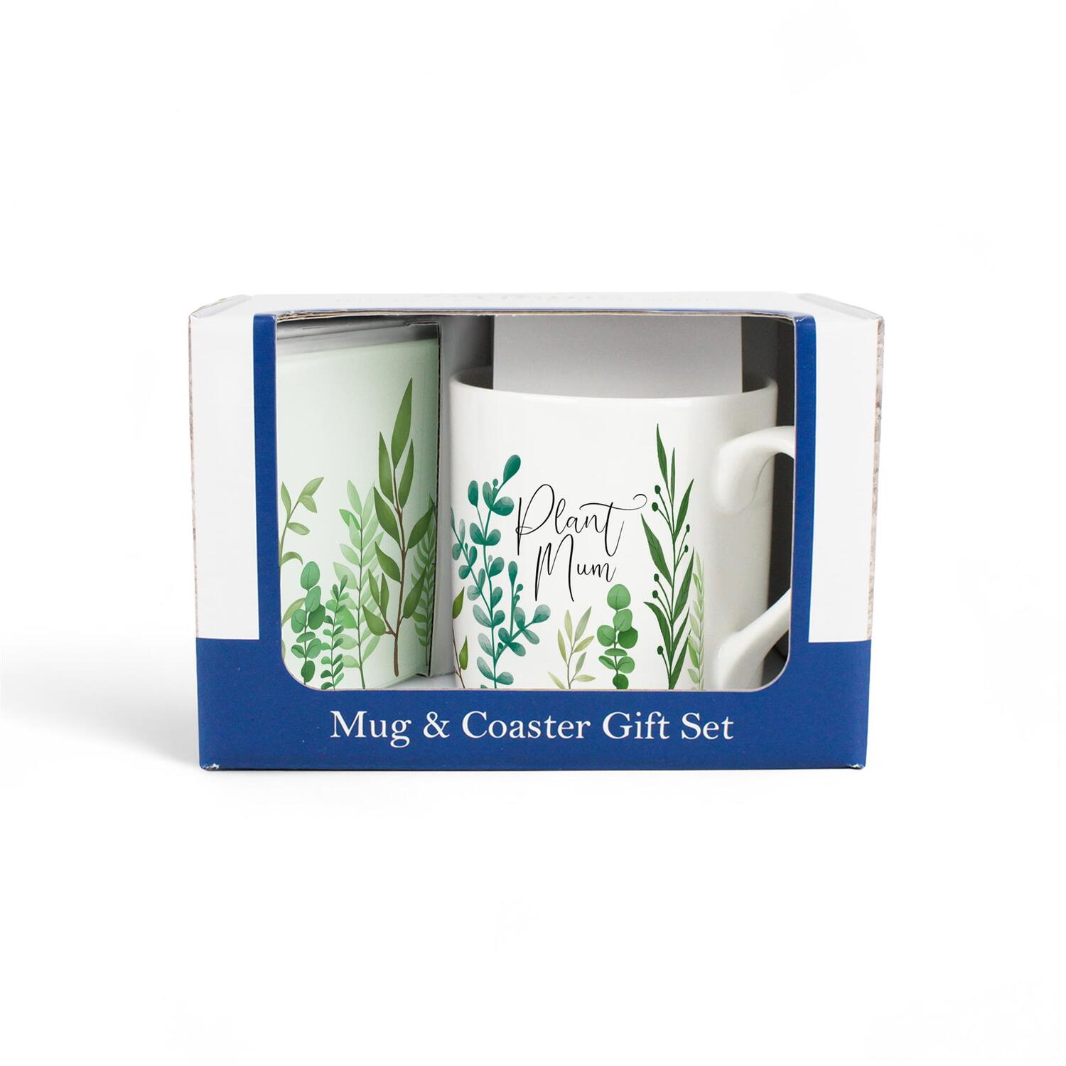 B&Q -  Plant Mum Mug & Coaster Gift SetGreen Leaves & Foliage Indoor Plants Bone China Mug And Coaster Set Present For Plant Lovers - Image 2