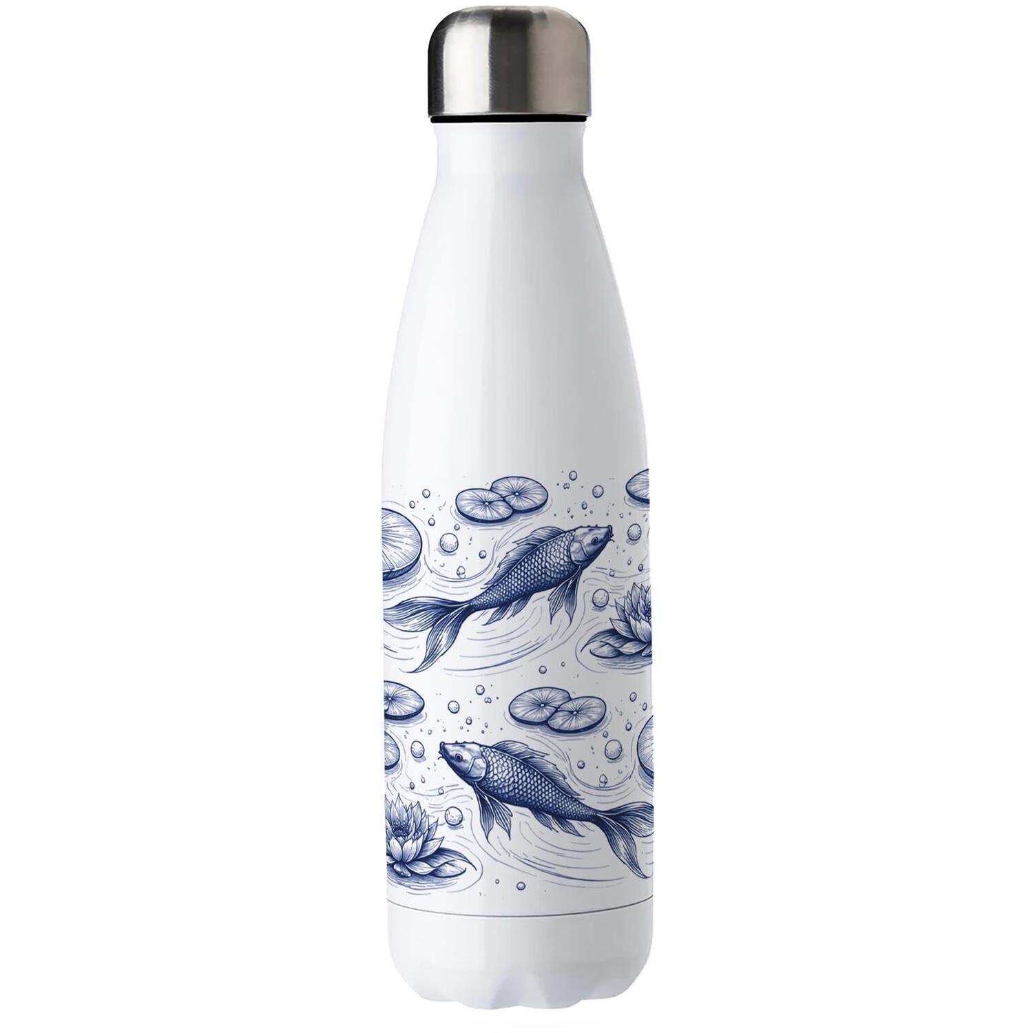 Purely Home Linoprint Fish Stainless Steel Water Bottle