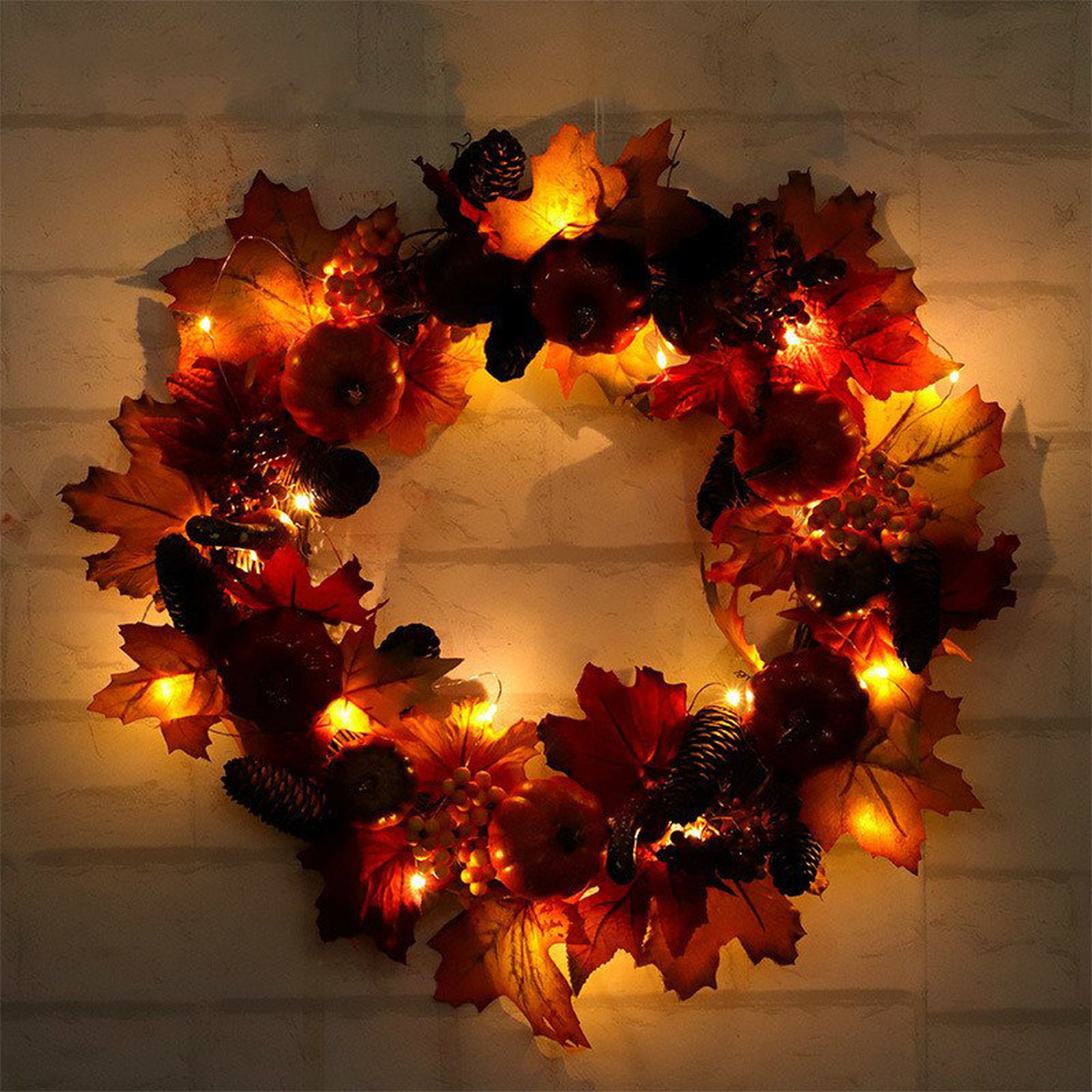 Halloween Autumn Maple Leaves with Lights - Orange