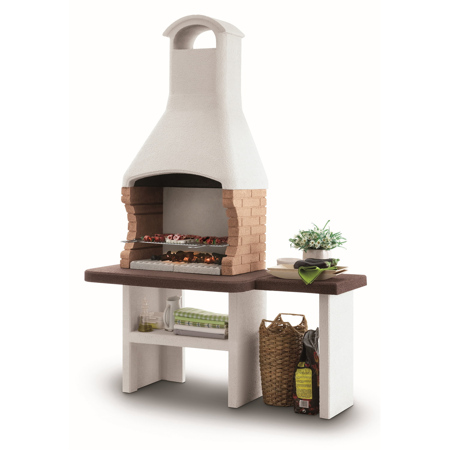 Jesolo 2 Masonry BBQ with Side Table - White-172122