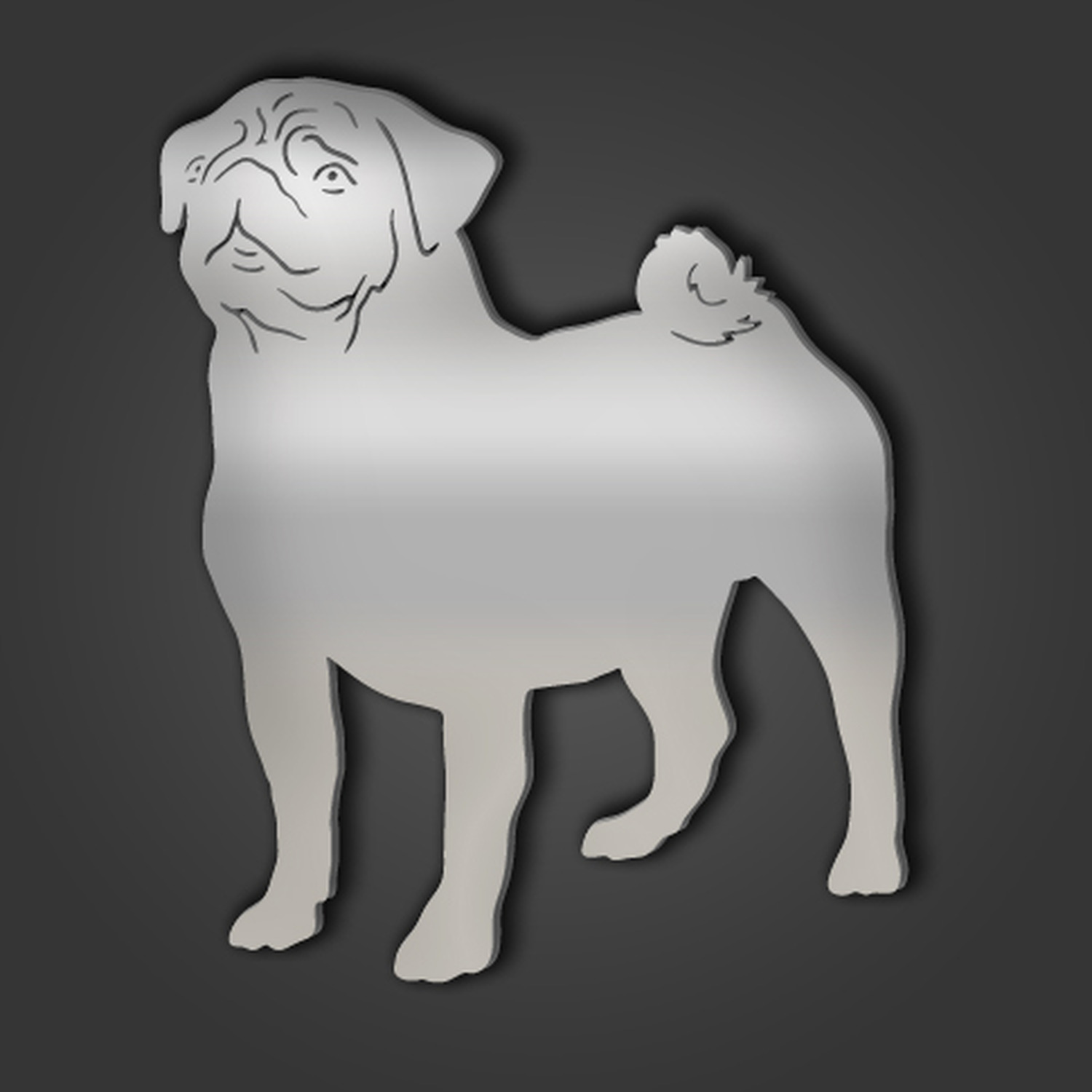 Image of Pug Style 1 Silver Acrylic Mirror&hellip;