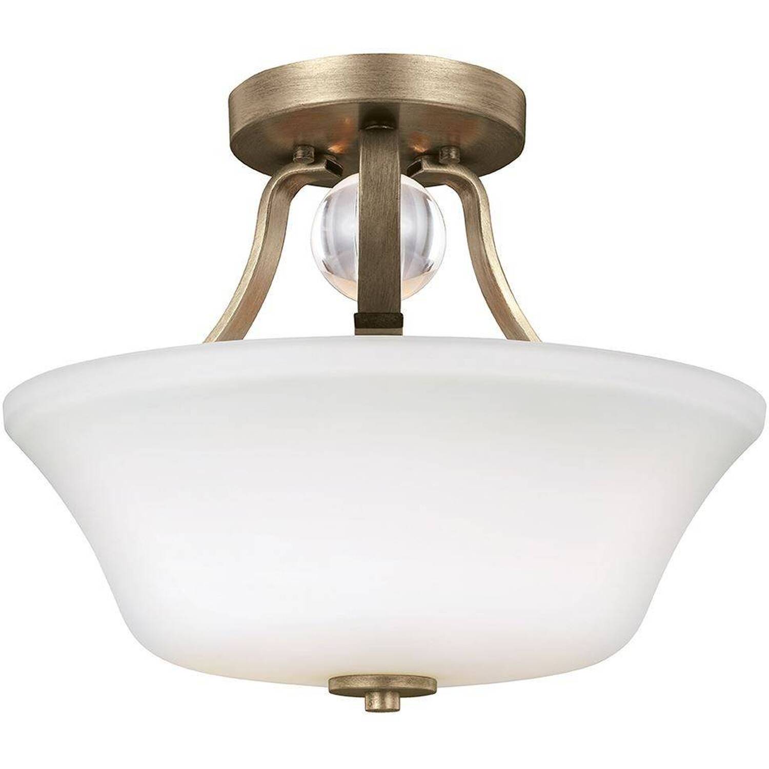Evington 2 Light Semi Flush Ceiling Light Gold, E27 - Gold