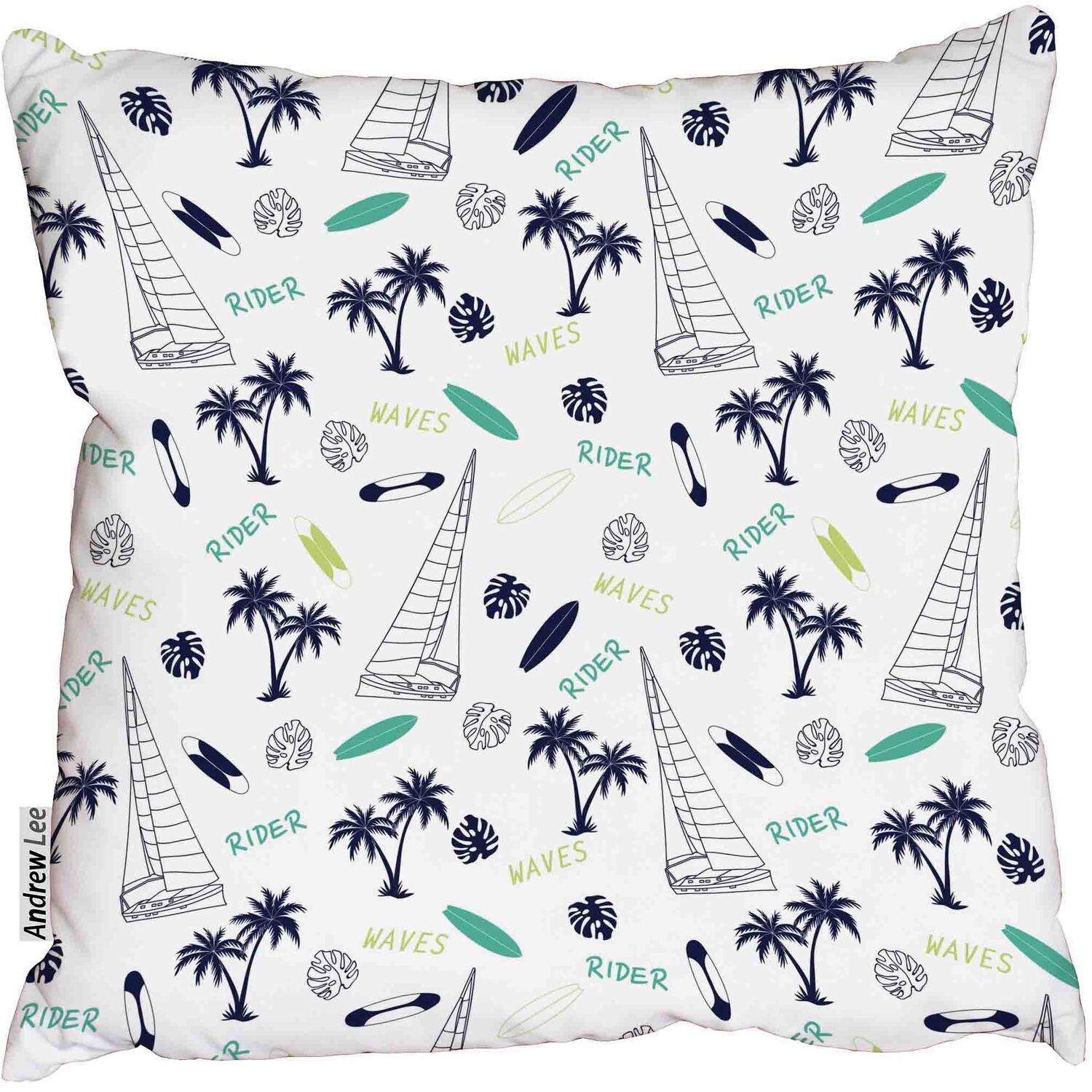 Sailboat,palm tree,surfboard Cushion - blue / 60cm