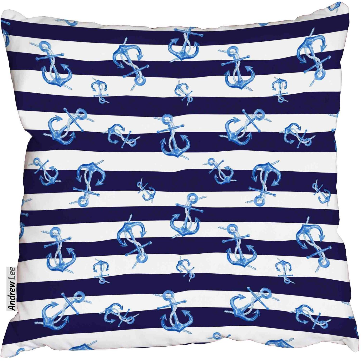 Anchors on white and blue marine Cushion - Blue / 60cm