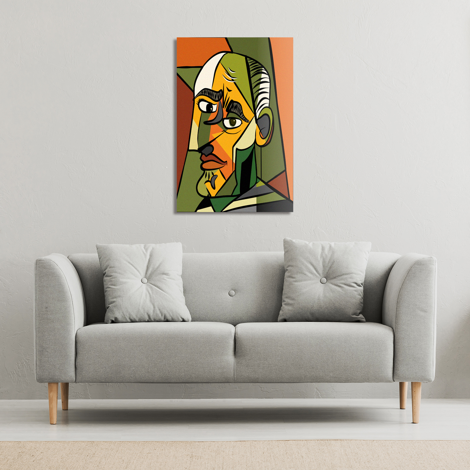 frowning man closeup Canvas Print - Orange / 101cm / 77cm