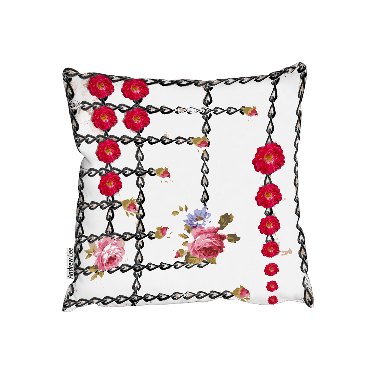 Roses Chains Outdoor Cushion - White 60cm