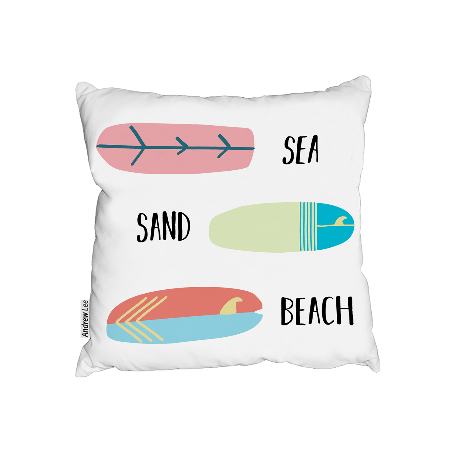 Sea, Sand, Surf, Beach Cushion - White / 60cm