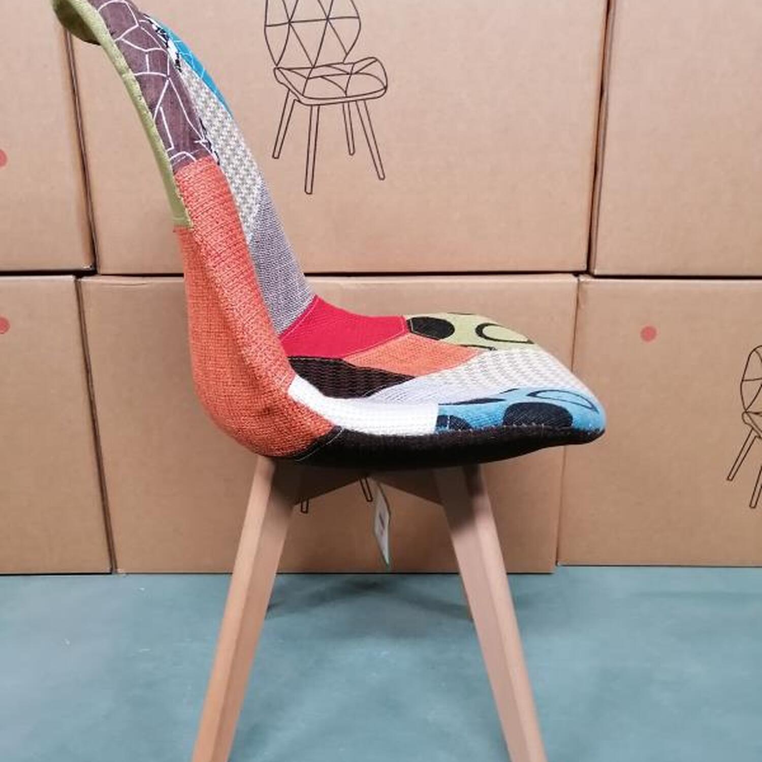 Pair Of Fabric Dining Chairs - Multi Coloured