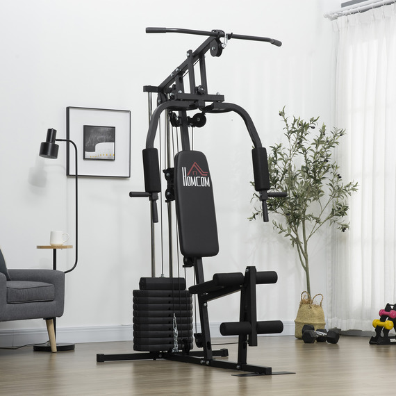 HOMCOM Multifunction Home Gym Machine with 45kg Weight Stack