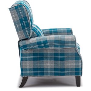 Blue Eaton Wing Back Fireside Check Fabric Recliner Armchair shot 2417070