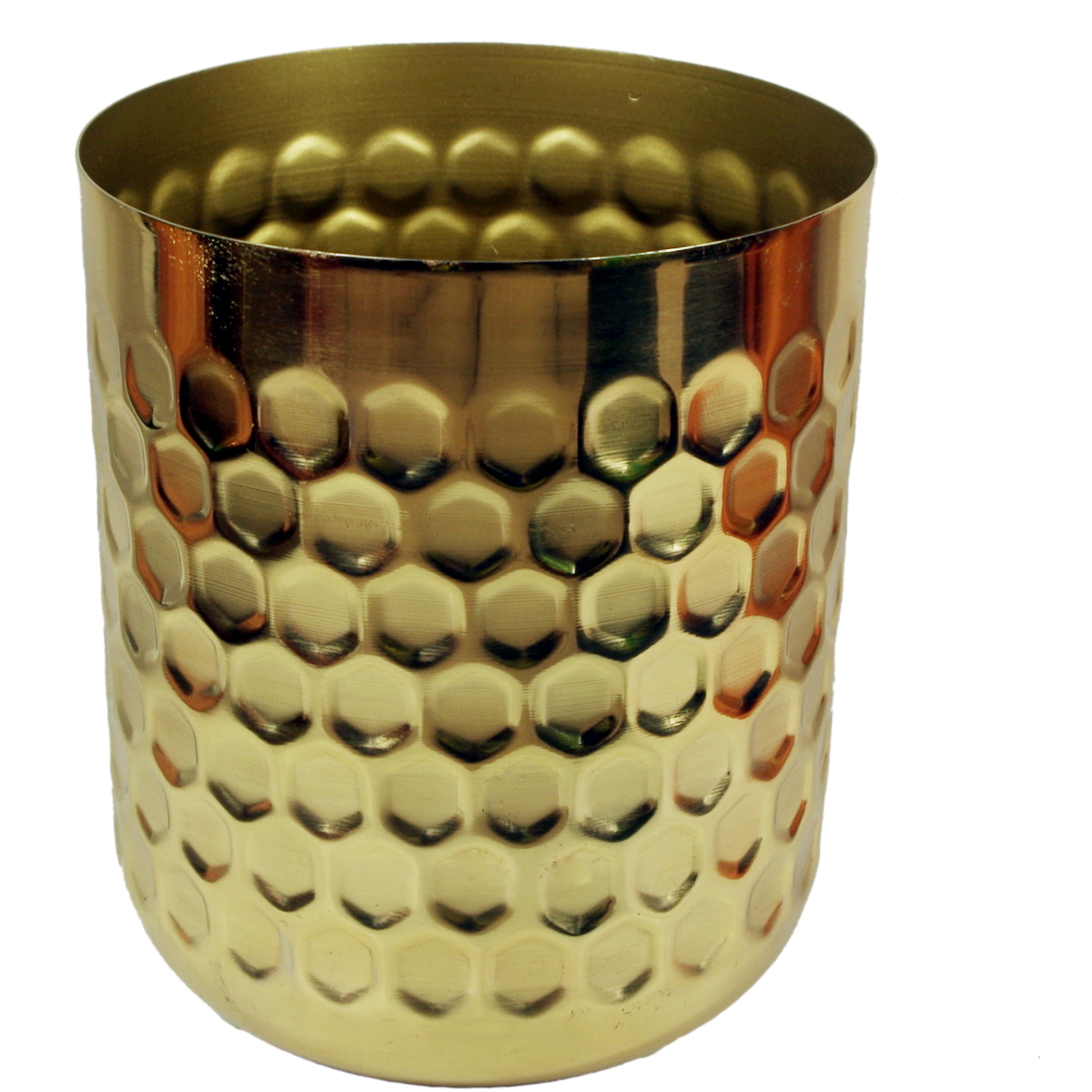 Leaf Honeycomb Metal Planter - Gold - 18cm Height - Image 5