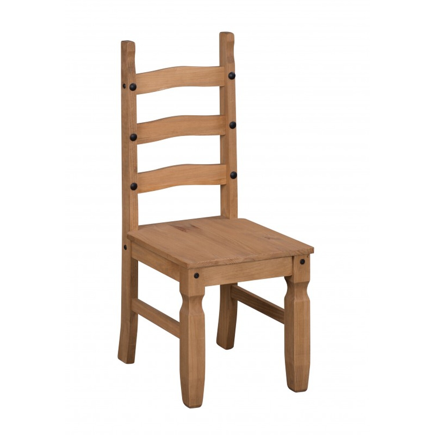 Corona Dining Chairs Pair X2 Solid Wood Mexican Pine Wooden - Antique Wax