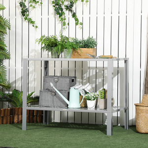 Outsunny 2-Tier Plant Stand, Corner Plant Shelf Steel Frame