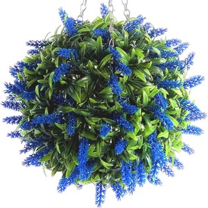 Blue Lavender Hanging Basket Flower Topiary Ball