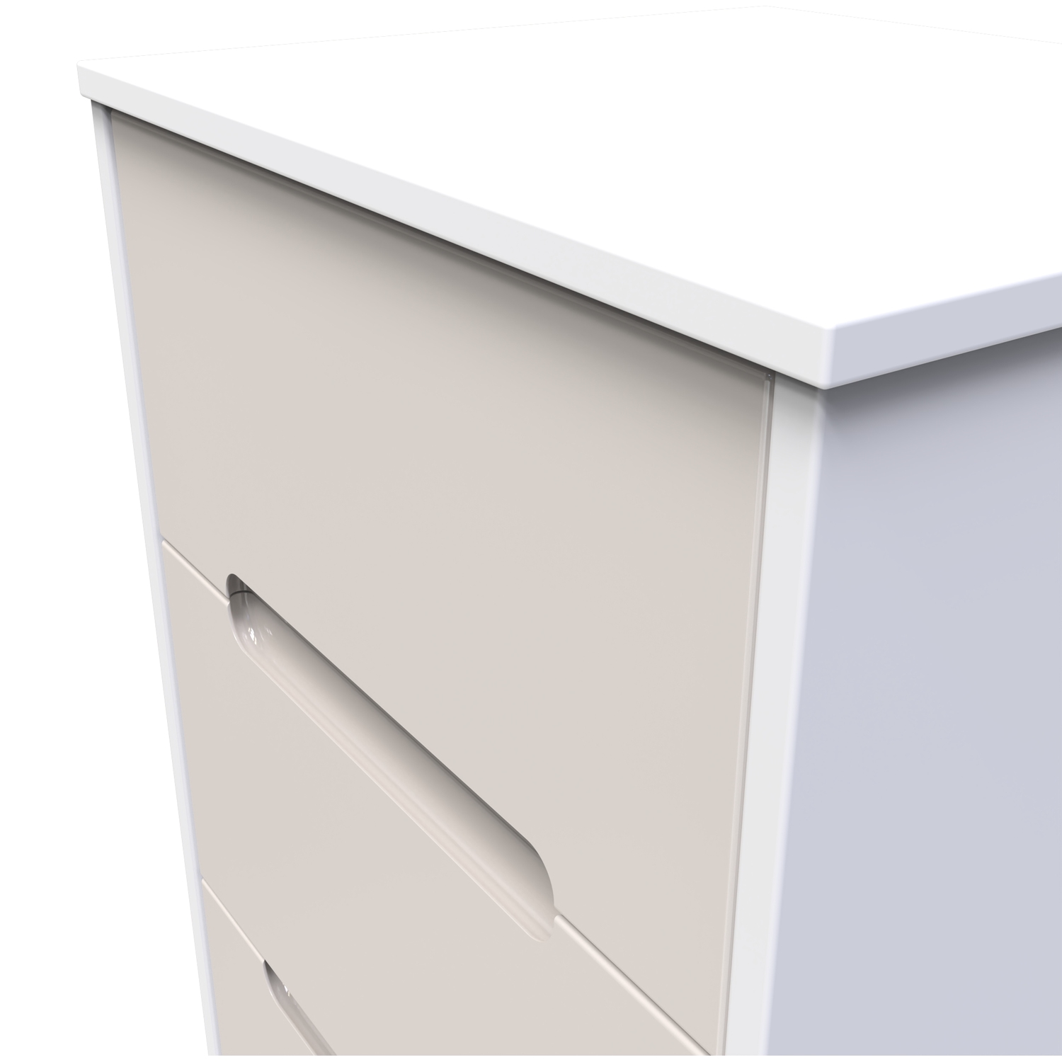 Monaco Ready Assembled 3 Drawer Bedside Cabinet - Kashmir Gloss White Matt
