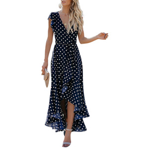 V-Neck Polka Dot Ruffle Dress