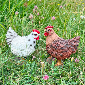 Pair of Standing Garden Chicken Ornaments