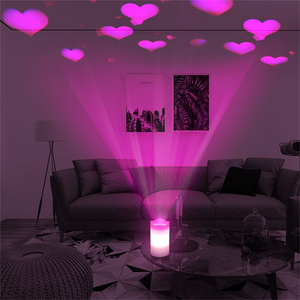 LED Candle Projector Pink Hearts