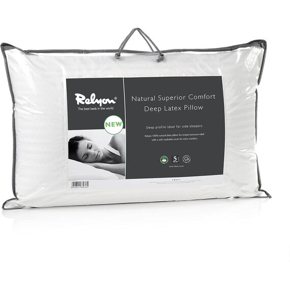 Relyon Superior Comfort Natural Latex Pillow 100 Cotton Removable Cover (Deep)