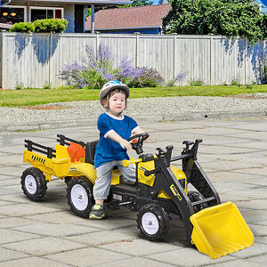 Yellow Ride On Digger with Excavator Trailer 341 019V00YL