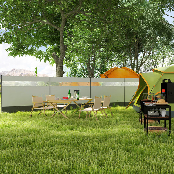 Outsunny Camping Windbreaks w Clear Windows and Carry Bag, 725 x 140cm, Grey