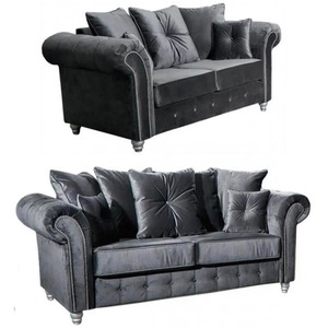 Kashmir 3 and 2 Seater Plush Velvet Grey