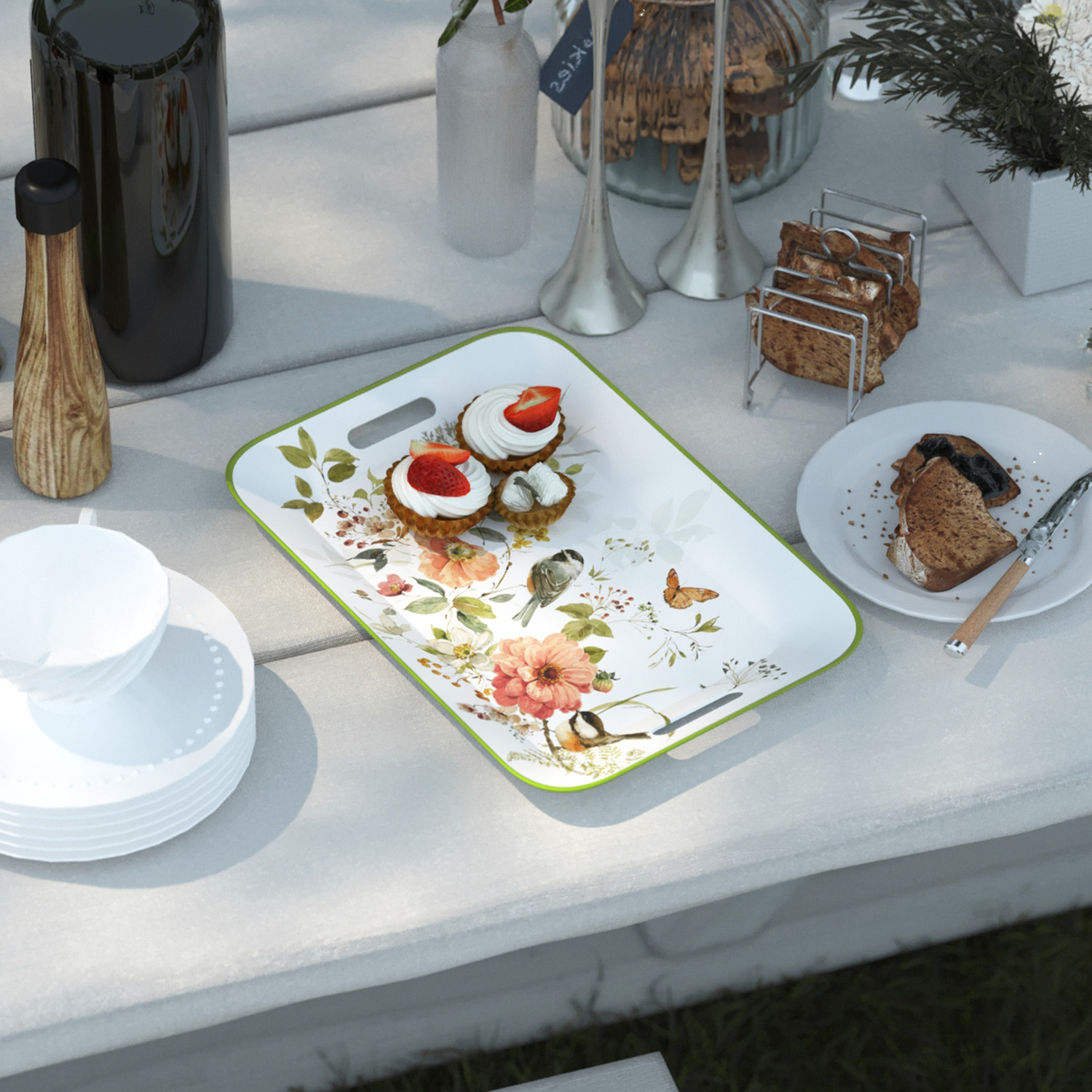 Decorative Trays Serving Tray With Handles - Green