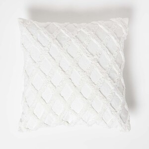 Homescapes Geometric Diamond Tufted Cotton Cushion