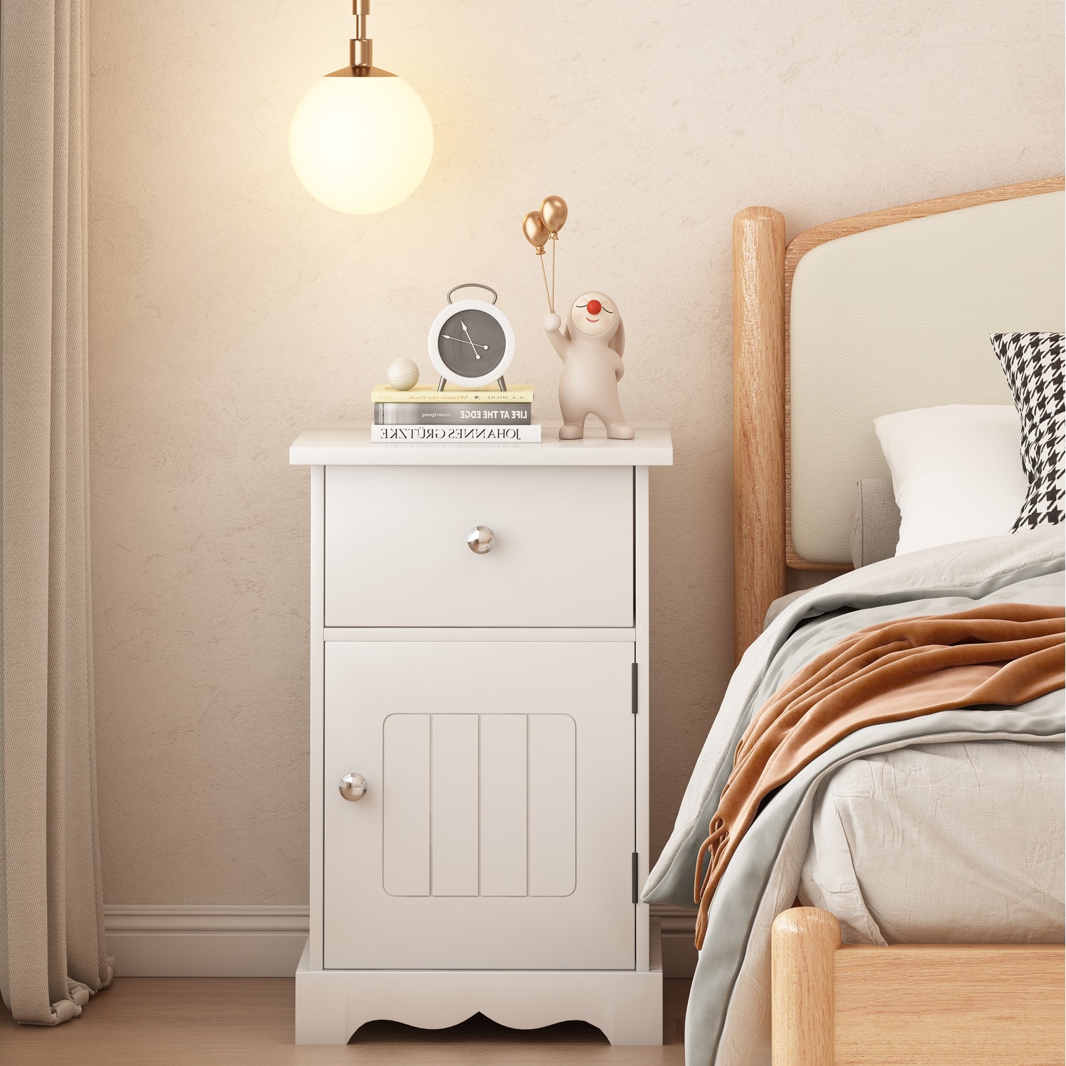 Hmd Bedside Table 1 Or 2 -white Or Grey - White 1