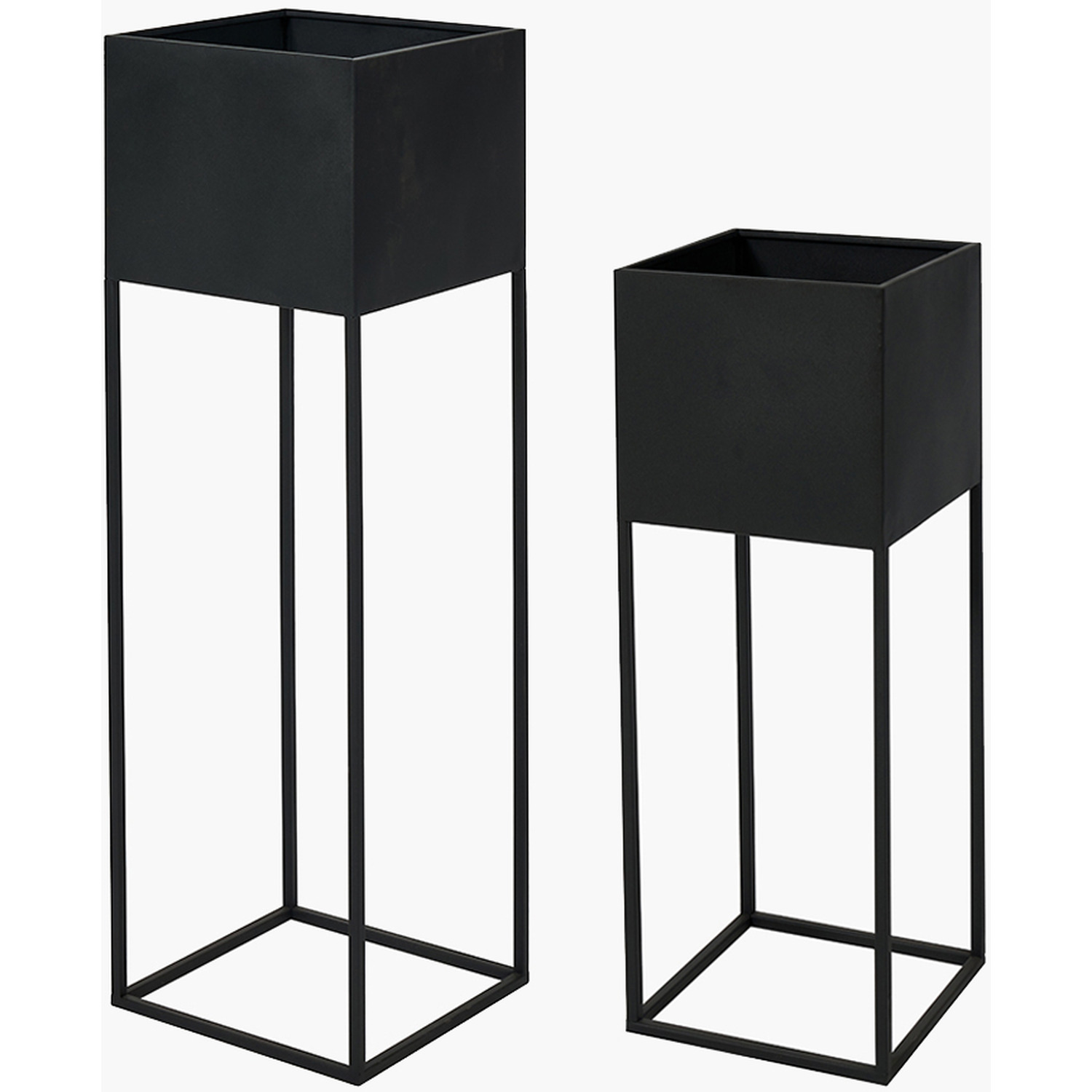 Set Of 2 Indoor Planters - Black 25cm