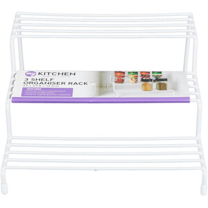 White Metal 3 Shelf Cupboard Organiser